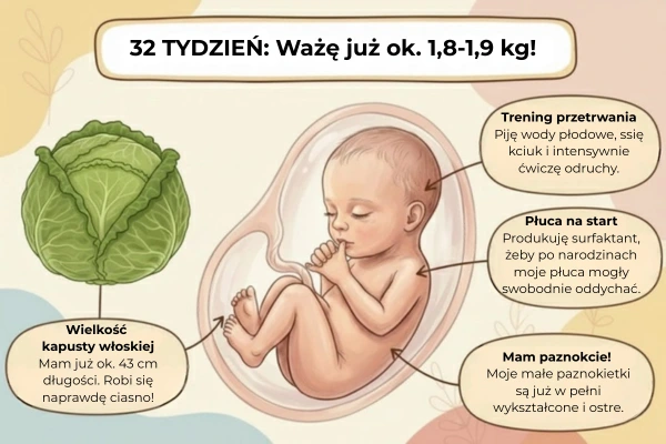 32 tydzień ciąży – rozwój dziecka